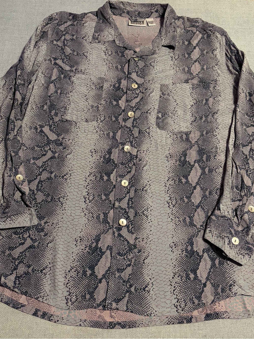 Chico's Gray Snake-Print Button-Down Shirt